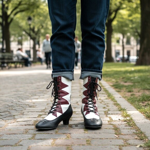 SHIPS FREE Rare Hot Topic Lace Up Funtasma Vintage Boots, Size 6, - Picture 3 of 9